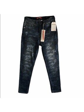 Union Bay Junior High Rise Zadie Camo Distressed Jeans Blue  Size 7
